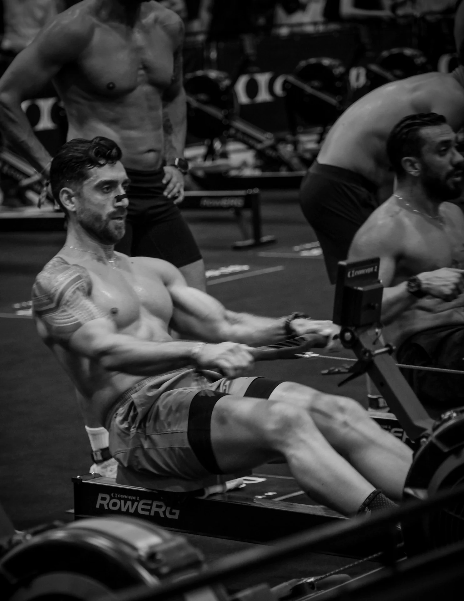 Yarış ortamında kürek antrenmanı yapan sporcular